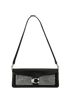 Crystal Studded Shoulder Bag, &pound;295, Handbags, Black, Leather, Front view